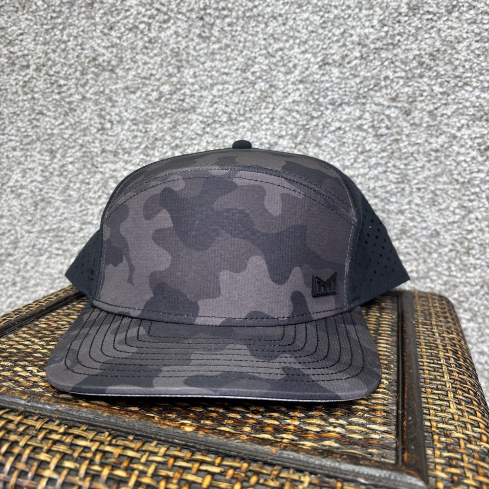 Melin Trenches Mens Snapback Hat Black Camo Perforated Mesh Adjustable Cap